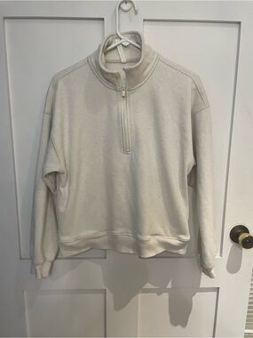 Fabletics Womens Large Half-Zip Cream sweatshirt pullover